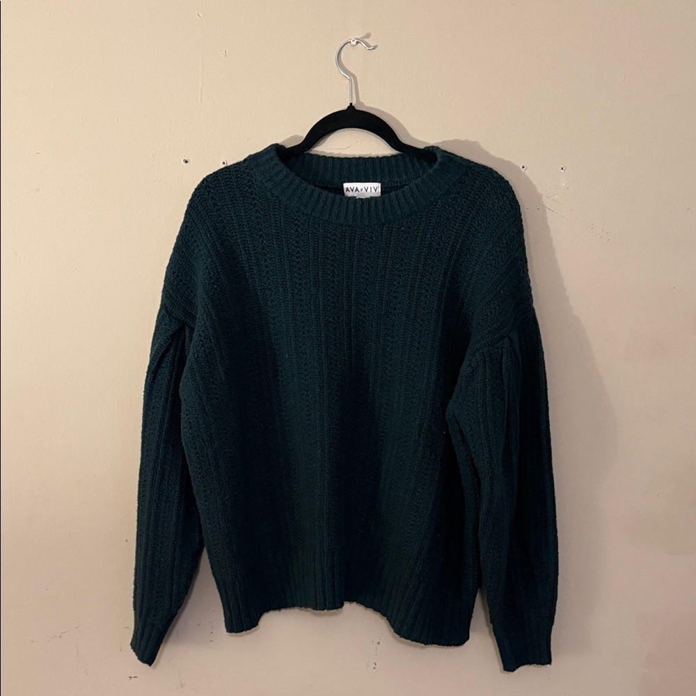 Ava & Viv Dark Green Knit Sweater